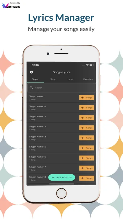 Capturas de tela do Songs Lyrics Manager